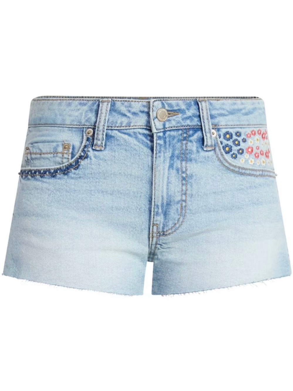 A579 No Boundaries Light Blue Denim Embroidered Pocket Shorts